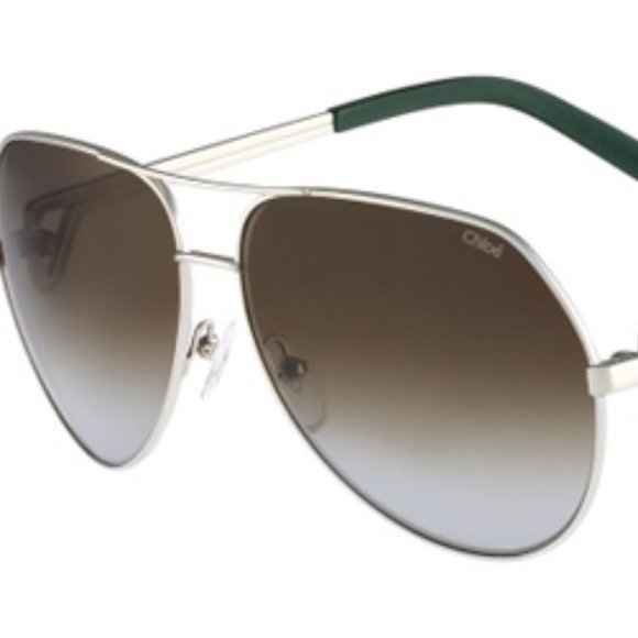 Chloe CE111S Women\'s aviator sunglasses Chloe CE111/S 714 Silver/Green Aviator Sunglasses - Walmart.com main image 2